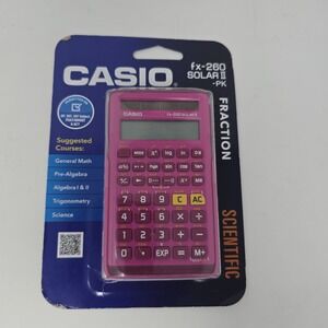Casio FX-260-PK Pink Solar II Fraction Scientific Calculator NEW IN BOX